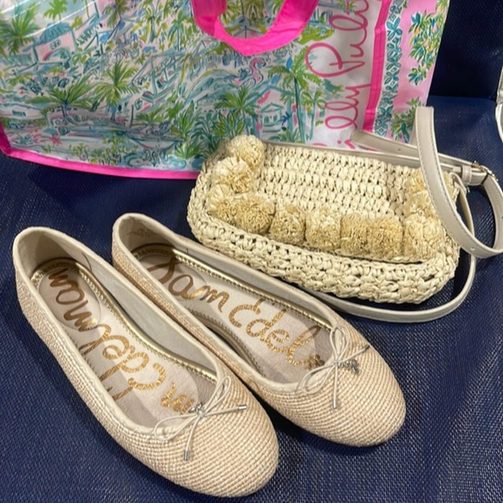 Sam Edelman Beige Flats with Bow Detail